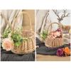 BestAlice 2 Pcs Flower Girl Baskets for Weddings, Wicker Rattan Flower Basket with Handle and Silk Cloth Rose, Portable Flower Basket, Rustic Flower Girl Basket for Farmhouse Wedding Home Decor view 3