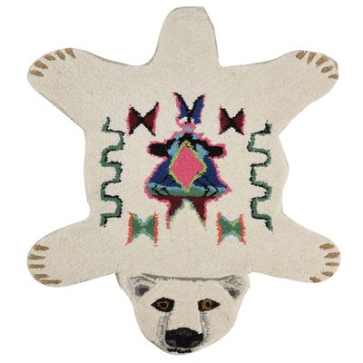KD Willmax Hand Tufted Wool Rug for Living Room/Bedroom/Kids Room Animal (White Bear)