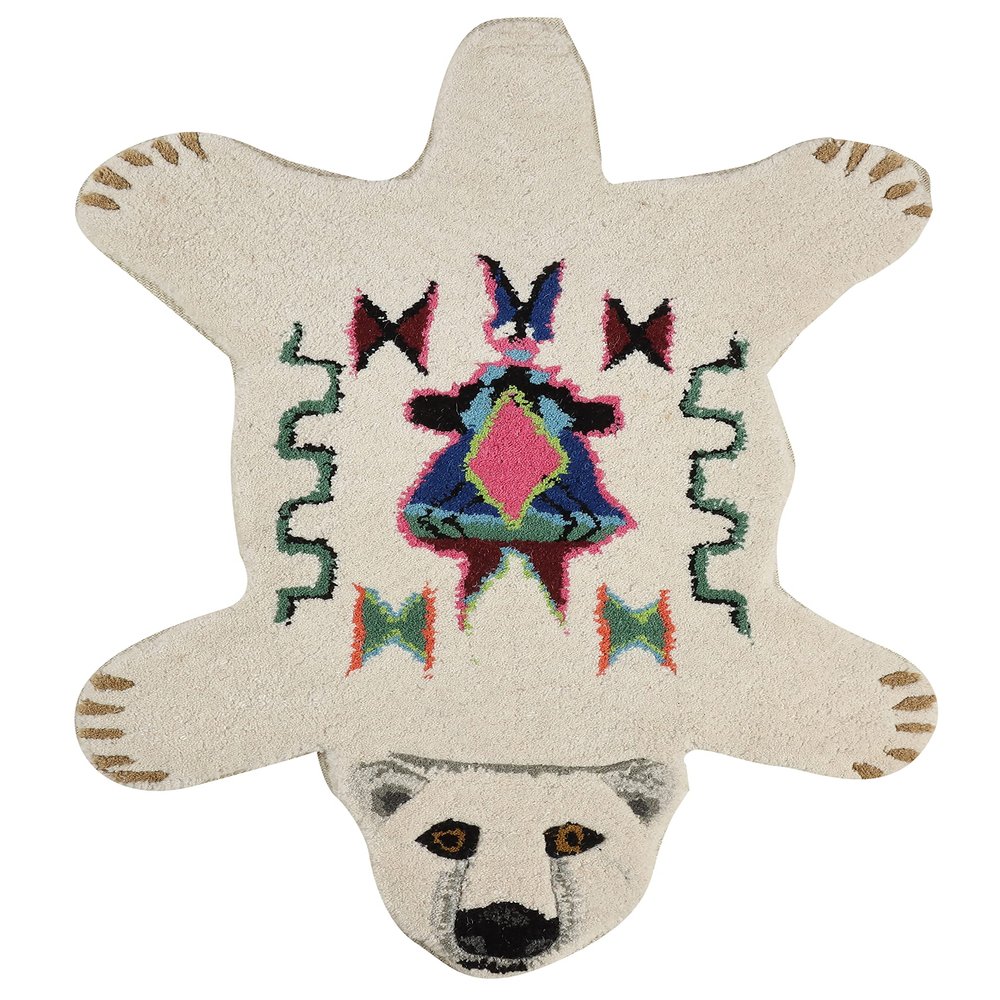 KD Willmax Hand Tufted Wool Rug for Living Room/Bedroom/Kids Room Animal (White Bear)