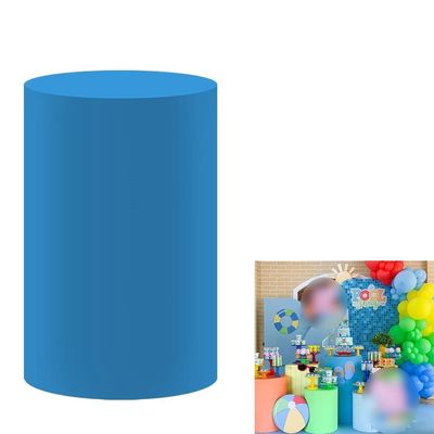FiVan Birthday Party Plinth Cylinder Cover Blue Solid Single Color Elastic Stretch Spandex Pedestal Cover HP-138