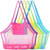 Woanger 6 Pcs Summer Mesh Beach Bag Extra Large Toy Gear Foldable Bags and Totes for Children Toddler Beach Toys Market Grocery Picnic Vacation Storage, 18 x 12 x 18'' view 1