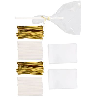 CALLARON 2sets Candy Treat Bags for Boys and Girls Lollipop Wrappers Sticks and Ties for Party Favors for Birthdays and Celebrations