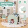 Costzon Kids Table and Chairs, 3 Pieces Wooden Art Table Set w/Chalkboards for Children Activity, Crafts, Reading, Drawing, Space-Saving Design, House-Shaped Toddler Table and Chair Set (Green) view 4
