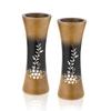 Aeravida Magical Foxglove Flower Brown 8-inch Mango Tree Concaving Wood Vase | Mango Tree Wood Kitchen Decor | Handmade Vase | Brown Mango Tree Wood Hand Carved Vase (2pcs) view 1