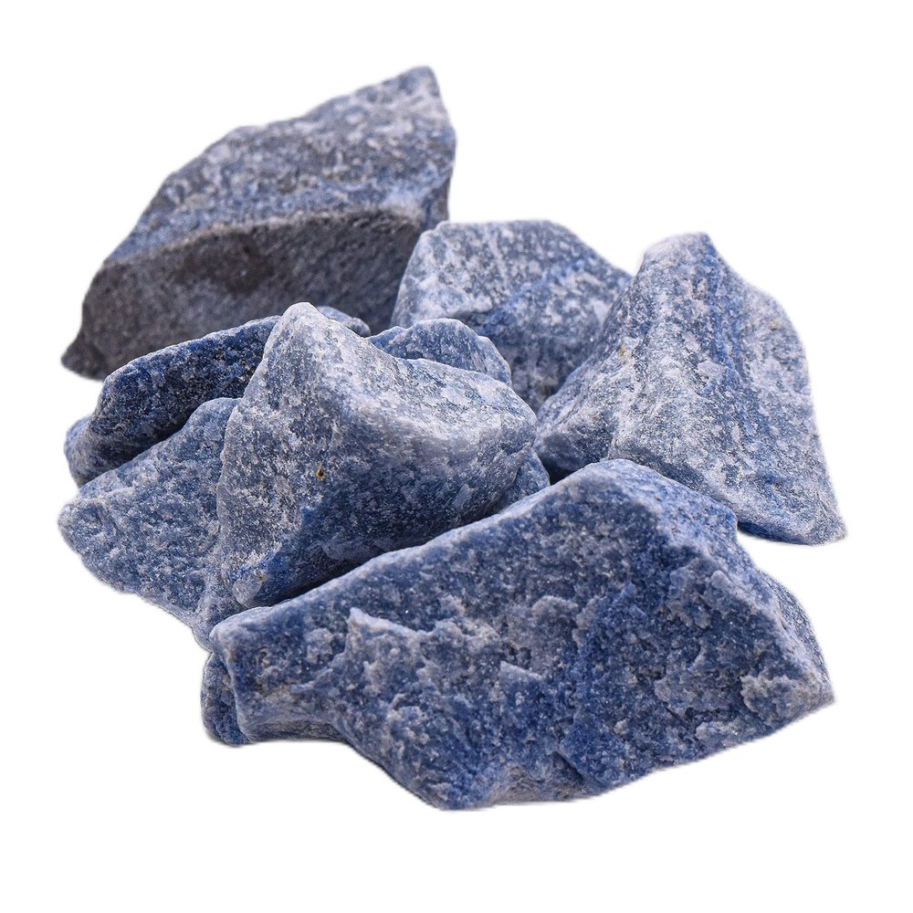 1 lb Blue Quartz Rough Stones Sparkling Reiki Crystal for Rock Tumbling and Lapidary Natural Gemstone Crystal Mineral Raw Specimens - Madagascar