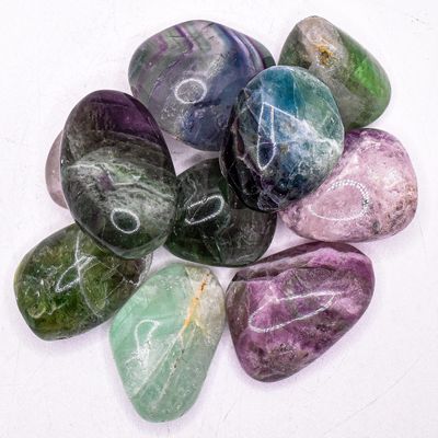 1 LB Multicolor Fluorite Tumbled Stone Pebbles Polished Reiki Crystal Jewelry Making Home Decoration Natural Sparkling Gemstone Mineral Specimen - China