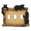 Set Of 2 Black Bear & Twigs Wall Light Cover Plate Triple Toggle Switches view 4