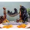 1 Pcs Mother Black Bear With Cubs In Outpost Camping Hammock Statue Wildlife Forest view 1