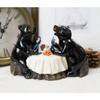 1 Pcs Western Rustic Black Bear Couple Enjoying Romantic Dinner In The Woods Figurine view 1