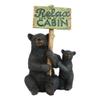 1 Pcs Rustic Black Bear With Cub Holding Sign Relax You're At The Cabin Statue view 2