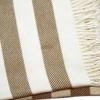 HomeRoots Cream and Stone Slanted Stripe Fringed Throw Blanket view 2