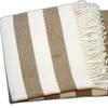 HomeRoots Cream and Stone Slanted Stripe Fringed Throw Blanket view 3