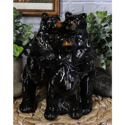 1 Pcs Rustic Western Woodlands Forest Black Bear Mother Father And Cub Family Figurine