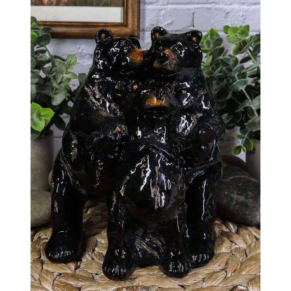 1 Pcs Rustic Western Woodlands Forest Black Bear Mother Father And Cub Family Figurine
