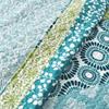 Fast Furnishings King Size Cotton 3 Piece Reversible Blue White Green Floral Damask Quilt Set view 3