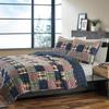 Fast Furnishings Twin Size Farmhouse Red Navy Plaid 100-Percent Cotton Reversible Quilt Set view 1