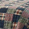 Fast Furnishings Twin Size Farmhouse Red Navy Plaid 100-Percent Cotton Reversible Quilt Set view 2