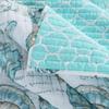 King Size Coastal Seashells 3 Piece White Teal Polyester Reversible Quilt Set view 2