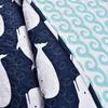 Fast Furnishings Full/Queen 5 Piece Bed in A Bag Navy Teal Microfiber Waves Whales Quilt Set view 3