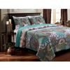 Fast Furnishings Full / Queen Teal Paisley 3-Piece Quilt Set in 100-Percent Cotton view 1
