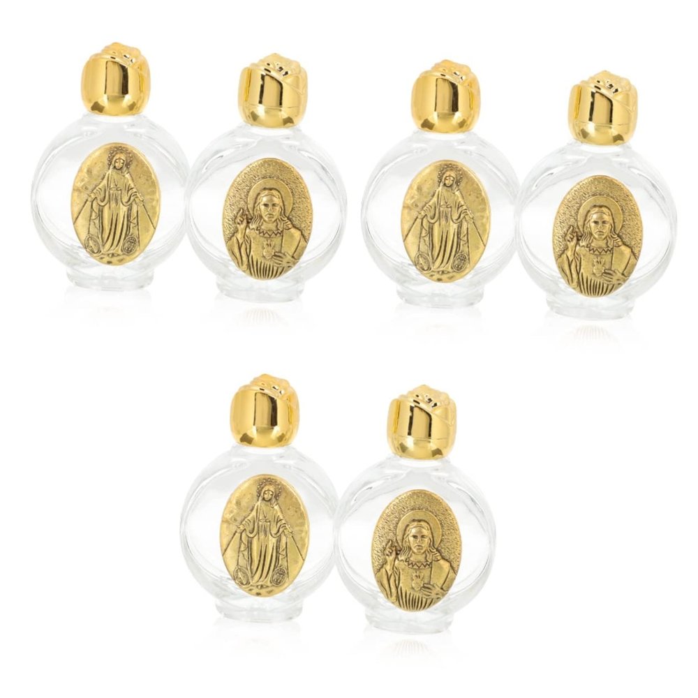 ABOOFAN Refillable Holy Water Bottle with Safety Cap Small Portable Glass Bottle for Baptism Blessings Religious Festival Decorative Vessel for Catholic Communion