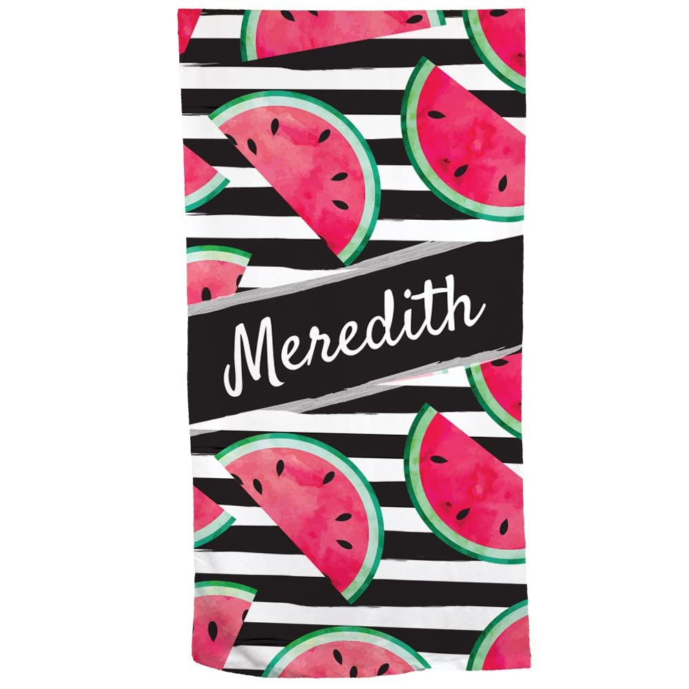 GiftsForYouNow Watermelon Personalized Beach Towel, 30" x 60", Microfiber Polyester Terry Fabric