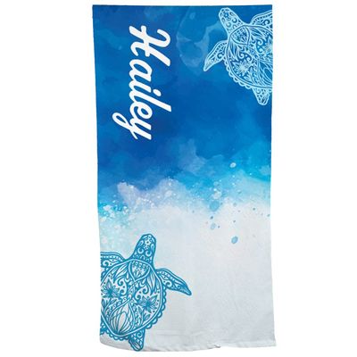 GiftsForYouNow Tropical Turtle Personalized Beach Towel, 30" x 60", Microfiber Polyester Terry Fabric