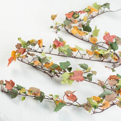 Artificial Fall Grape Leaf Garlands by Factory Direct Craft for Autumn Decorating and Fall Displays - 5-1/2 Feet Each (16-1/2 feet Total)