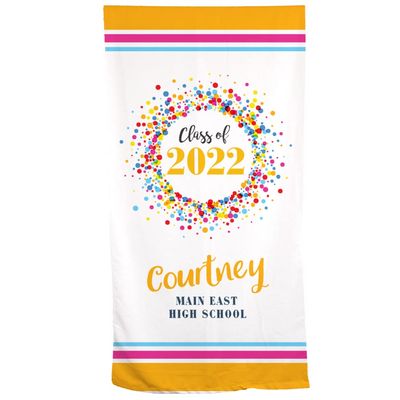 GiftsForYouNow Class of with Colorful Confetti Personalized Beach Towel, 30" x 60", Microfiber Polyester Terry Fabric