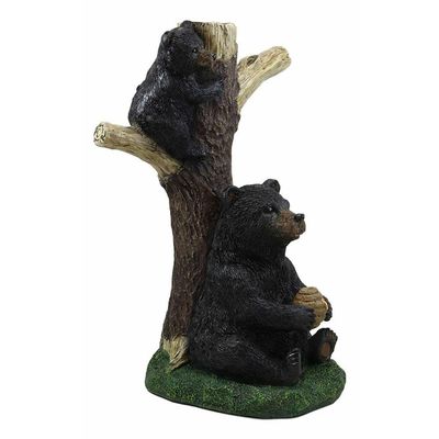 1 Pcs Large Rustic Mother Bear With Honeycomb And Climbing Cub Mug Tree Statue