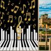 Abstract Music Window Film Black White Piano Keyboard Gold Symbols Music Themestained Glass Window Film,Playroom Window Film,Nursery Window Film 23.6Wx78.7L-Inch X1Pcs view 1