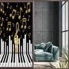 Abstract Music Window Film Black White Piano Keyboard Gold Symbols Music Themestained Glass Window Film,Playroom Window Film,Nursery Window Film 23.6Wx78.7L-Inch X1Pcs view 4