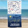 GiftsForYouNow Surf's Up Personalized Beach Towel, 30" x 60", Microfiber Polyester Terry Fabric view 2