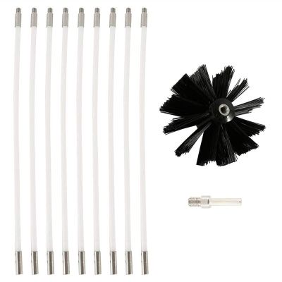 chimney sweep kit Chimney Sweep Brush Chimney Sweep Kit, Dryer Vent Cleaning Brush Kit, 9/12/15/18 Rods Chimney Cleaner Flexible Rods And 1Pcs Replaceable Brush Head ( Color : 9 Rods , Size : 610mm )