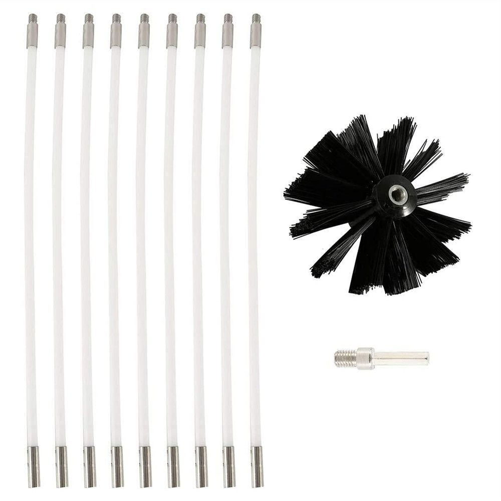 chimney sweep kit Chimney Sweep Brush Chimney Sweep Kit, Dryer Vent Cleaning Brush Kit, 9/12/15/18 Rods Chimney Cleaner Flexible Rods And 1Pcs Replaceable Brush Head ( Color : 9 Rods , Size : 410mm )