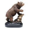 1 Pcs Bear Climbing On River Rock Statue 6.25" Tall Bronze Electroplated Resin view 2
