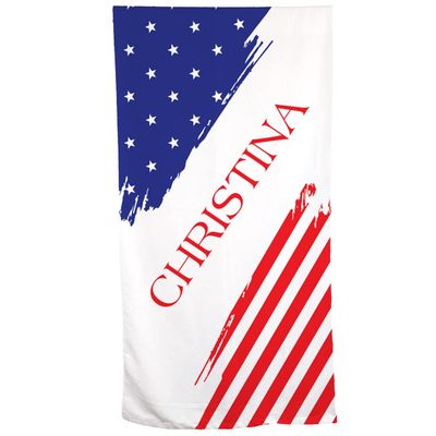 GiftsForYouNow American Flag Personalized Beach Towel, 30" x 60", Microfiber Polyester Terry Fabric
