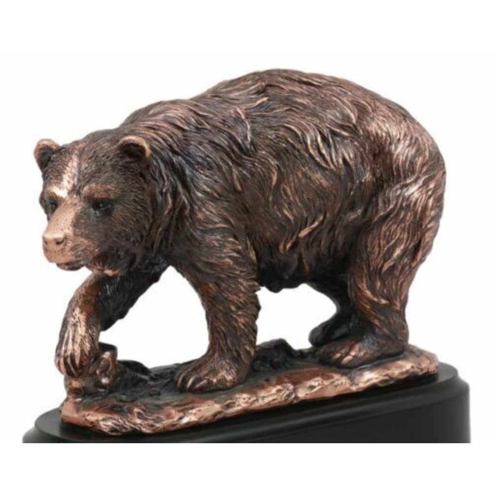1 Pcs Pawing Bear Statue 6.25" H Bronze Electroplated Resin Wildlife Figurine