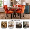 Rhomtree Set of 4 Velvet Fabric Dining Chairs Luxury Tufted Back with Nailed Trim and Back Ring Pull Home Kitchen Dining Room Chairs Armless Side Chairs Solid Rubber Wood Legs (Orange) view 4