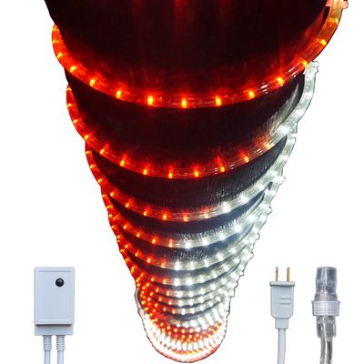 Russell Decor LED Rope Lights Christmas Decoration Lights Plug with Controller and Clips Included 50 FT (Red White)