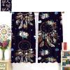 Boho Hippie Dream Catcher Rod Pocket Blackout Curtains - Rustic Native American Tribe Dreamcatcher Feathers Floral Print Window Curtains Energy Saving Insulated Drapes 2 Panels 54L x 21W view 3