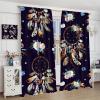 Boho Hippie Dream Catcher Rod Pocket Blackout Curtains - Rustic Native American Tribe Dreamcatcher Feathers Floral Print Window Curtains Energy Saving Insulated Drapes 2 Panels 54L x 21W view 4