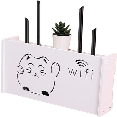 AVEEWA WiFi Router Organize Box Router Storage Box, Network Set-top Box Storage Shelf TV Lower Row Socket Occlusion Box Wireless WiFi Router Shelf (Color : 38x8.5x20cm)