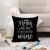 Roses are Red Blah Blah Blah Wine Christmas Throw Pillow Covers 20x20in Farmhouse Cotton Linen Romantic Valentine QuoteAccent Pillows Case Cover for Couch view 4