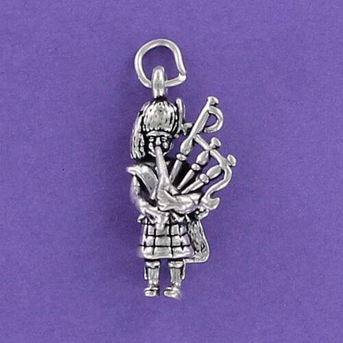 Bagpiper Charm Sterling Silver for Bracelet Scottish Kilt Bagpipes Parade s