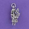 Bagpiper Charm Sterling Silver for Bracelet Scottish Kilt Bagpipes Parade s view 1