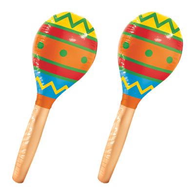 Beistle 2 Piece Inflatable Maracas for Fiesta Parties, Cinco De Mayo and Mexican Theme Decorations, 30", Multicolor