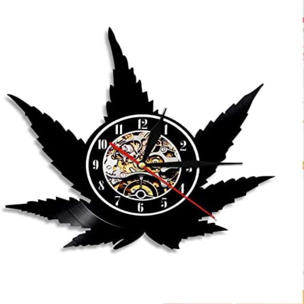 Vinyl Record Wall Clock 30 Cm Maple Leaf Vinyl Record Wall Clock Modern Design Vinyl Record Laser Cut Time Clock 3D Art Wall Home Decor