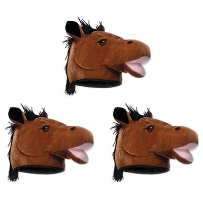 Beistle Unisex Plush Horse Head Hats, 3 Pieces - Western Costume Accessories, Farm Themed Party Supplies, Crazy Animal Headwear, Dress-Up Accessories, Derby Day Novelty Caps