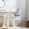 KB Designs - Freestanding Bathroom Floor Storage Organizer Cabinet with Doors and Shelves, White view 1